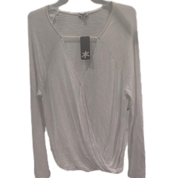 NWT Splendid Women's Wrap Blouse Black Size Small Cotton Blend Slim Fit $70 K035 - Picture 1 of 1